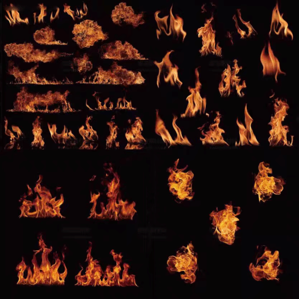 Burning flame vector image PNG with transparent background, flat post-effect PSD layered design material